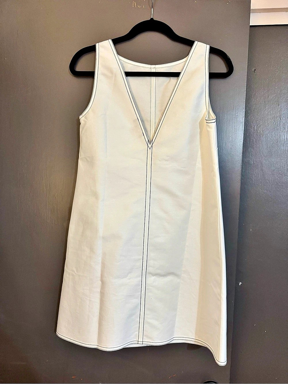 J.Crew Contrast-stitch Billie dress in double cotton poplin Mini Dress White